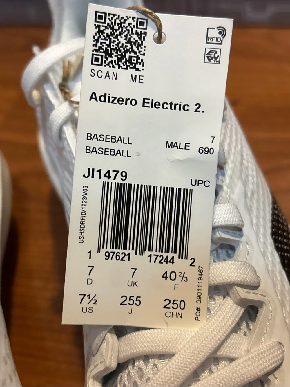 Adidas Adizero Electric 2.0 White Black JI1479 Metal Baseball Cleats Sz 7.5M NEW